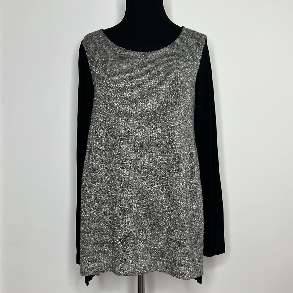 NALLY & MILLIE Black Silver Metallic Layered Top S